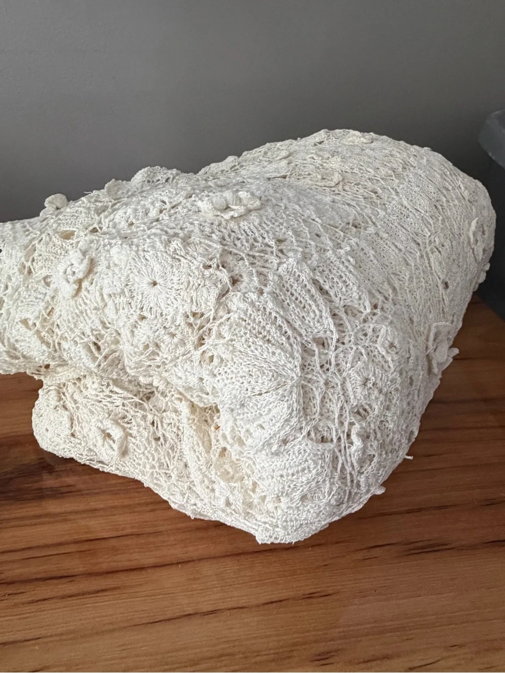 Handmade Cream Crochet Tablecloth - Elegant Lace Dining Linen